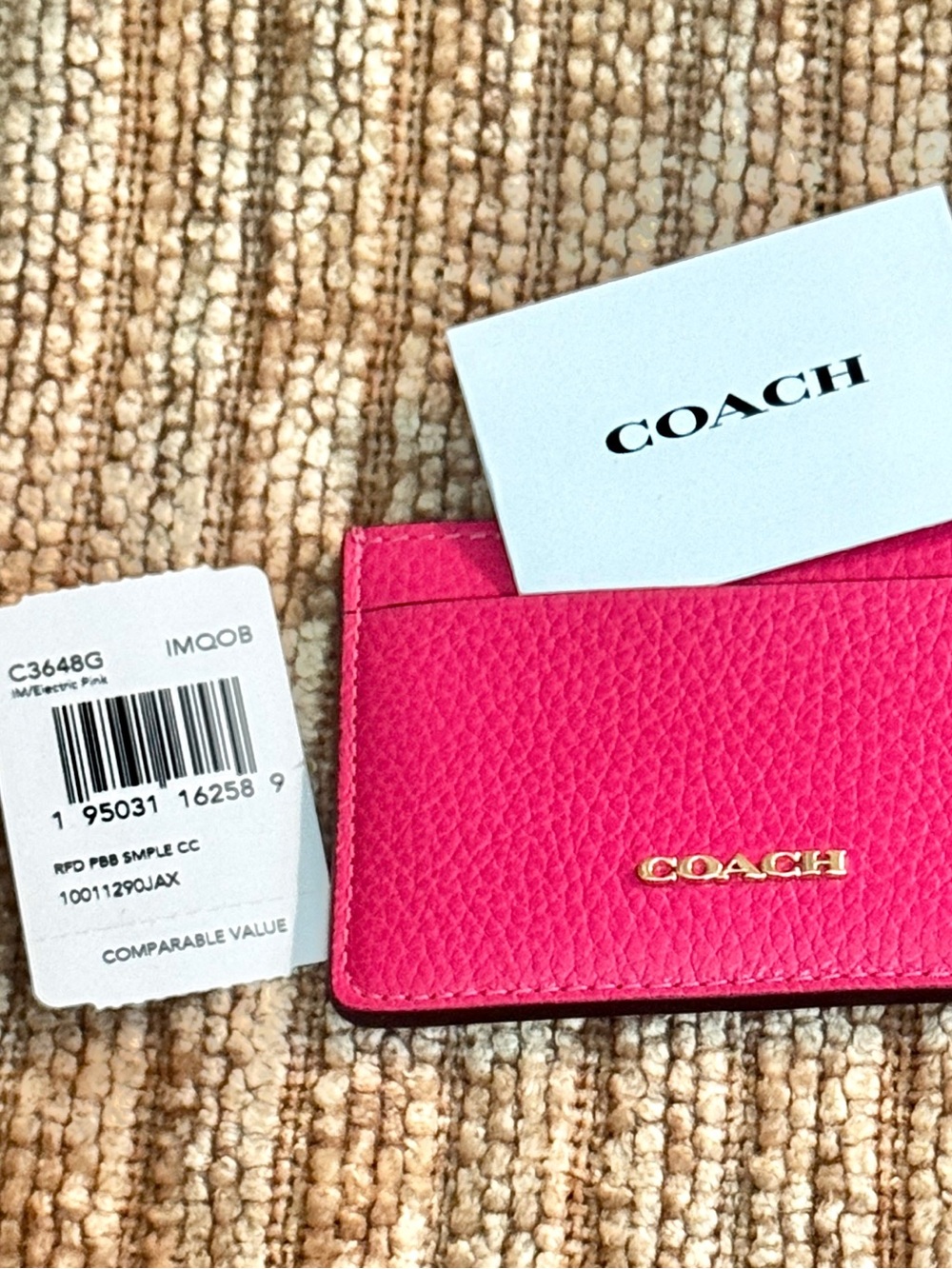COACH Leather Electric Pink Card Case - Picture 15 of 15